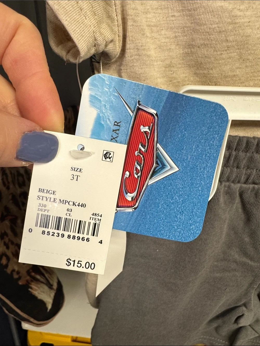 Disney Pixar Cars Kids Tee/Short Set- Beige with CARS characters